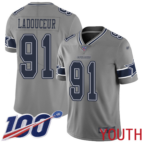 Youth Dallas Cowboys Limited Gray L. P. Ladouceur 91 100th Season Inverted Legend NFL Jersey